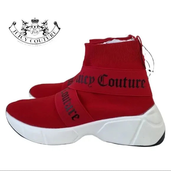 Juicy Couture Red Black Ariella Knit High Top Women's Sneakers