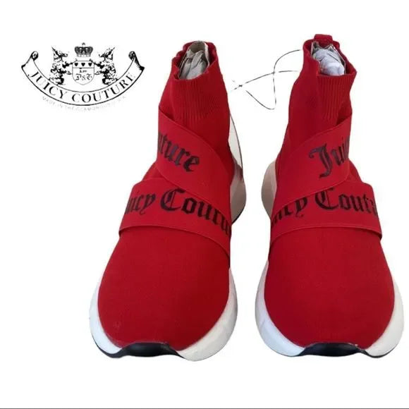 Juicy Couture Red Black Ariella Knit High Top Women's Sneakers