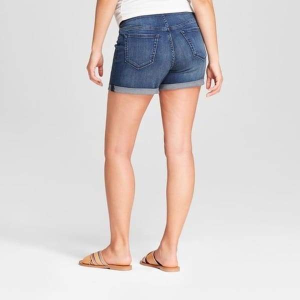 Maternity Crossover Panel Midi Jean Shorts - Isabel Maternity by Ingrid & Isabel™ Dark Wash - 6 - Woman Short