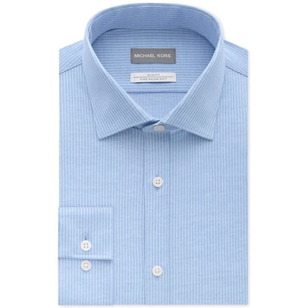 Michael Kors Men’s slm Fit fine gauge knit Dress Shirt light blue - XL - Men Dress Shirt