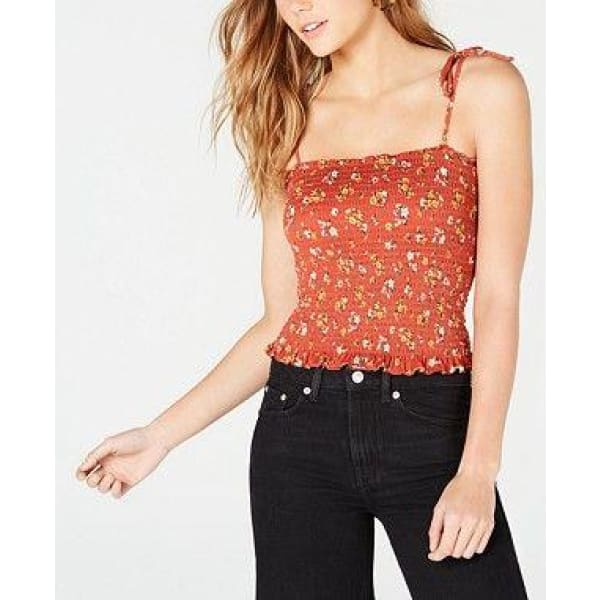 Polly and Esther JUNIORS’ SMOCKED TANK TOP RUST - Woman Shirt