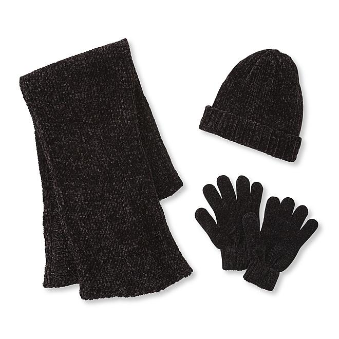 Kaccesories Women's Chenille Scarf & Gloves