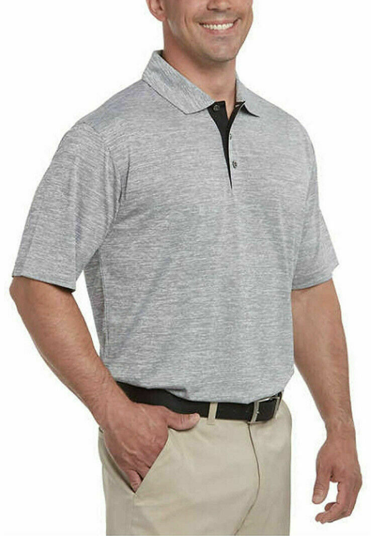 Bolle Men's Short Sleeve Performance Golf Polo Shirt Black Heather