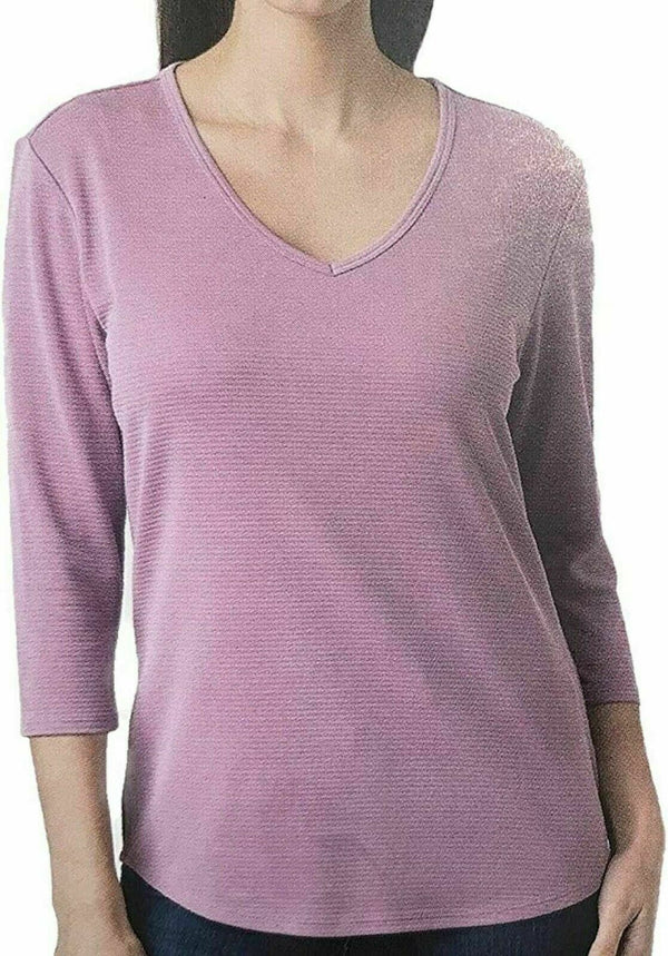 Seg'ments Women's V-neck Shirt 3/4 Sleeve Basic/Essential Tencel