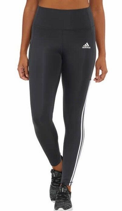 Adidas High Rise 7/8 Length 3 Stripe Dark Grey Aeroready Leggings