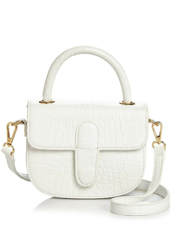 AQUA Women's White Snake Print Leather Adjustable Strap Crossbody BAG