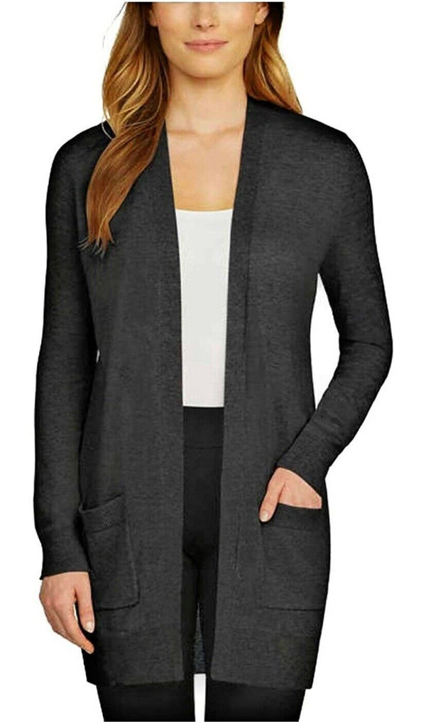 Women’s Boyfriend Open Cardigan with Pockets Charcoal