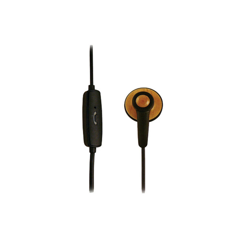 Samsin ECO Disk EarBud Headset for 2.5mm Jack (Black/Wood Finish)