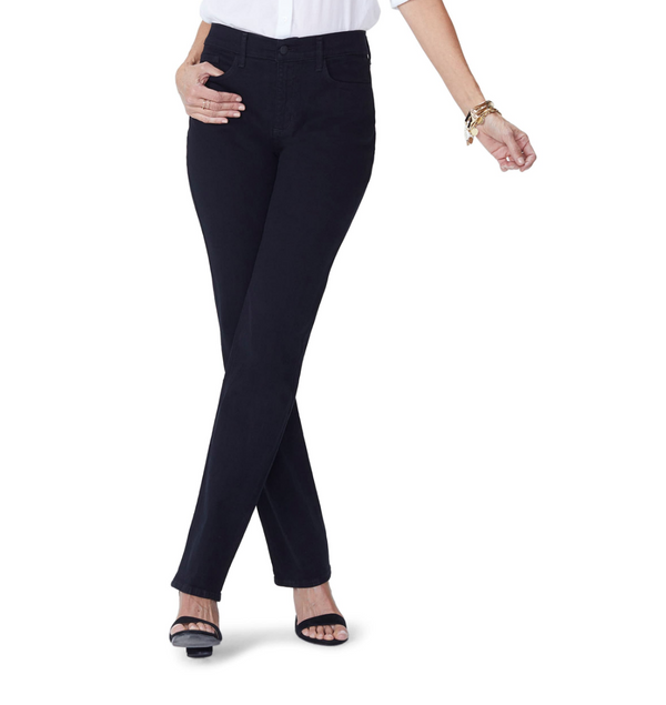 NYDJ Marilyn Straight by Superdry Petite Stretch Black JEANS