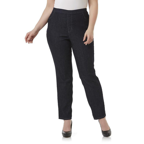 Basic Editions Women's Plus Size Curvy Fit Stretchy Jeans Black