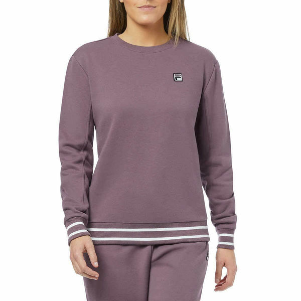Fila Womens Terry Crewneck Sweatshirt Black Plum/White