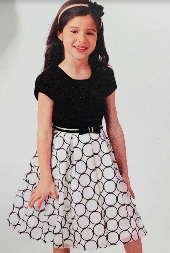 Jona Michelle Toddler Girls' Formal Party Dress, White/Black