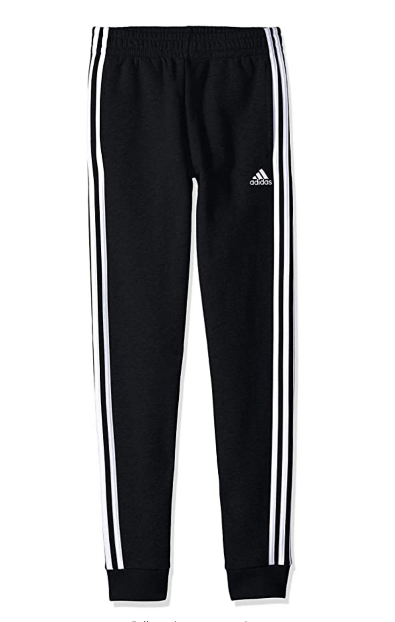 Adidas  3 Stripe Fleece Jogger Pants Sport Athletic, Black