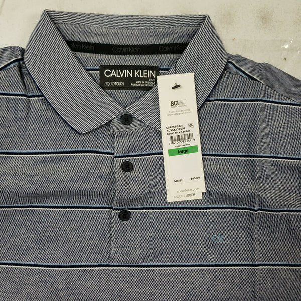 Calvin Klein Liquid Touch Polo Shirt Striped 100 Cotton