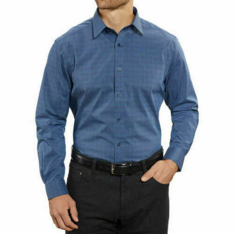Kirkland Signature Comfort Sport Shirt,Dark Blue Check