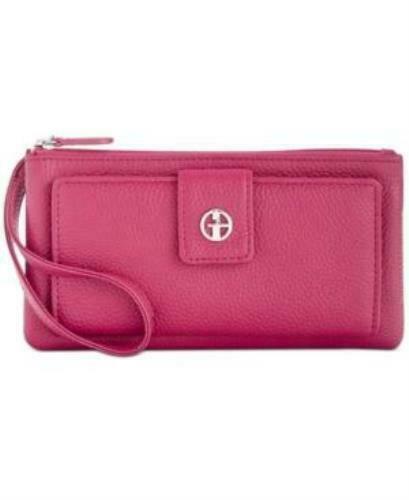Giani Bernini Softy Core Wristlet Card Slots Leather Zip Wallet Sangria