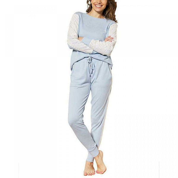 Flora Nikrooz Women's Lace Trim Harbor Cozy Pajama Set