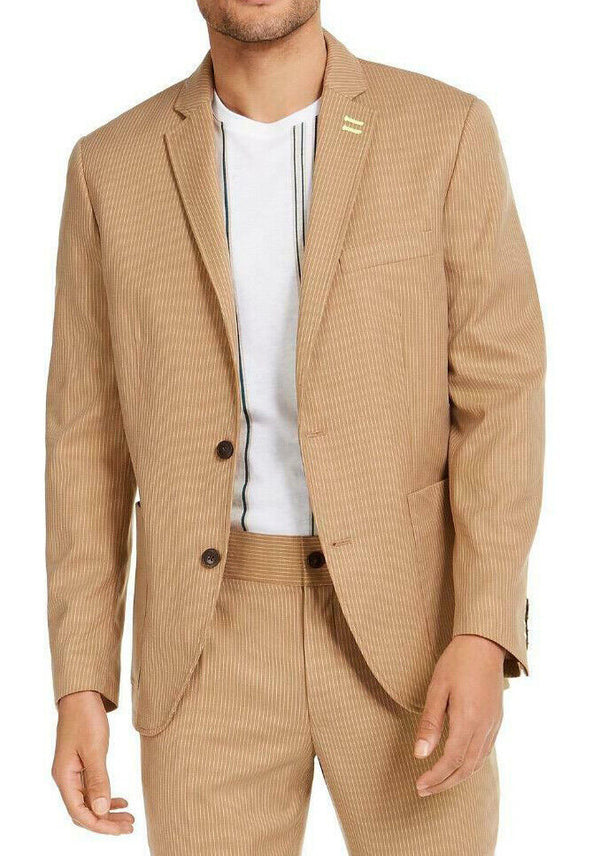 INC International Concepts Slim Fit Taupe Stripe Blazer Sport