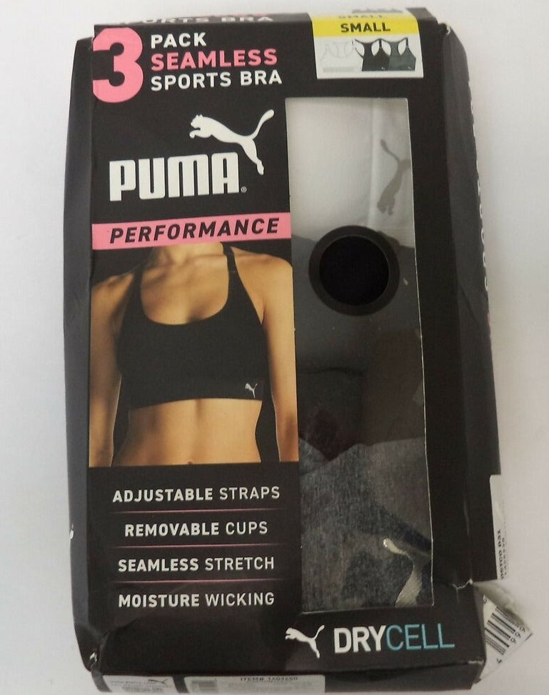 PUMA Women's Seamless Black Grey Sports Bra