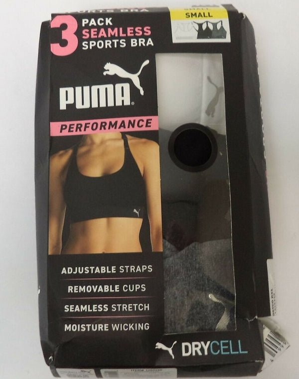 Puma Women's Black/White/Grey Seamless BRA
