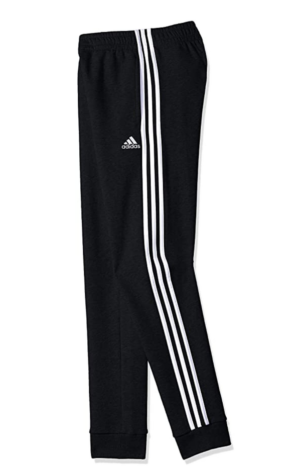 Adidas  3 Stripe Fleece Jogger Pants Sport Athletic, Black