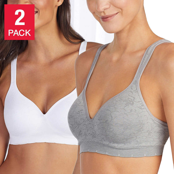 Carole Hochman Women’s 2-Pack Seamless Comfort Bra White Grey