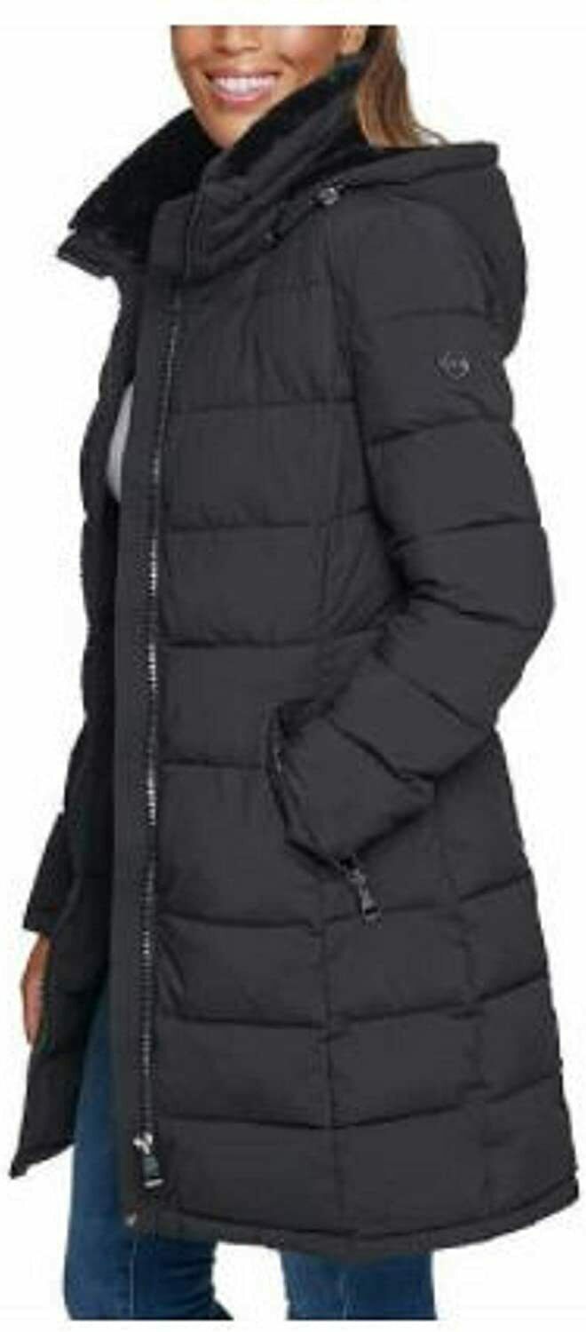 Andrew Marc Ladies' Long Stretch Parka Coat Fur Lined Hood Jacket
