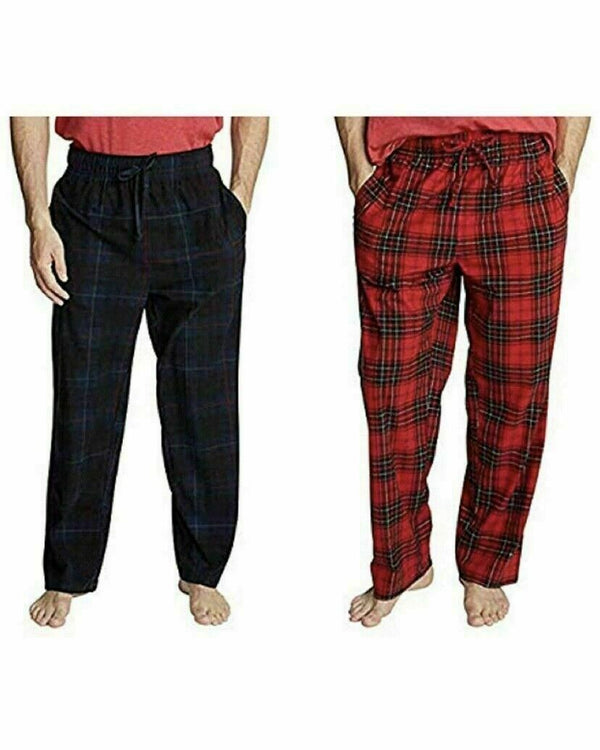 Nautica Men's Sueded Fleece Pajama Pants 2 Pack Navy/Red/Plaid