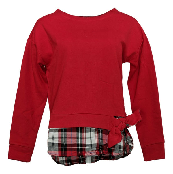 Izod Woman’s 2-Fer Sweatshirt Tie Front .Red