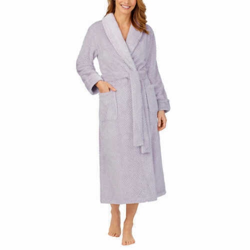 Carole Hochman Ladies Textured Plush Wrap Robe Purple