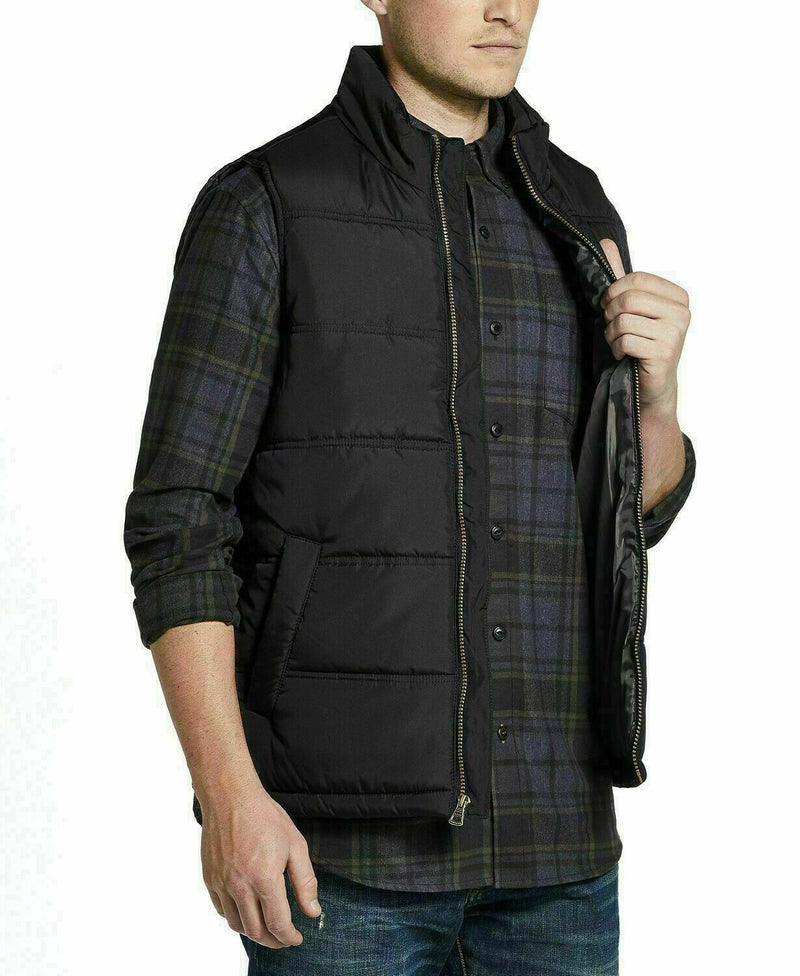 Men's Weatherproof Vintage Flannel Lined Quilted Vest BLACK