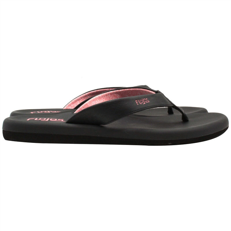 Flojos Women's Jersey Josie Memory Foam Flip Flop Thong Sandal, Black/Pink,