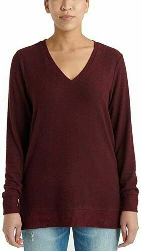 Lucky BRAND Women's V-neck Tunic Long Sleeves Pullover Wine