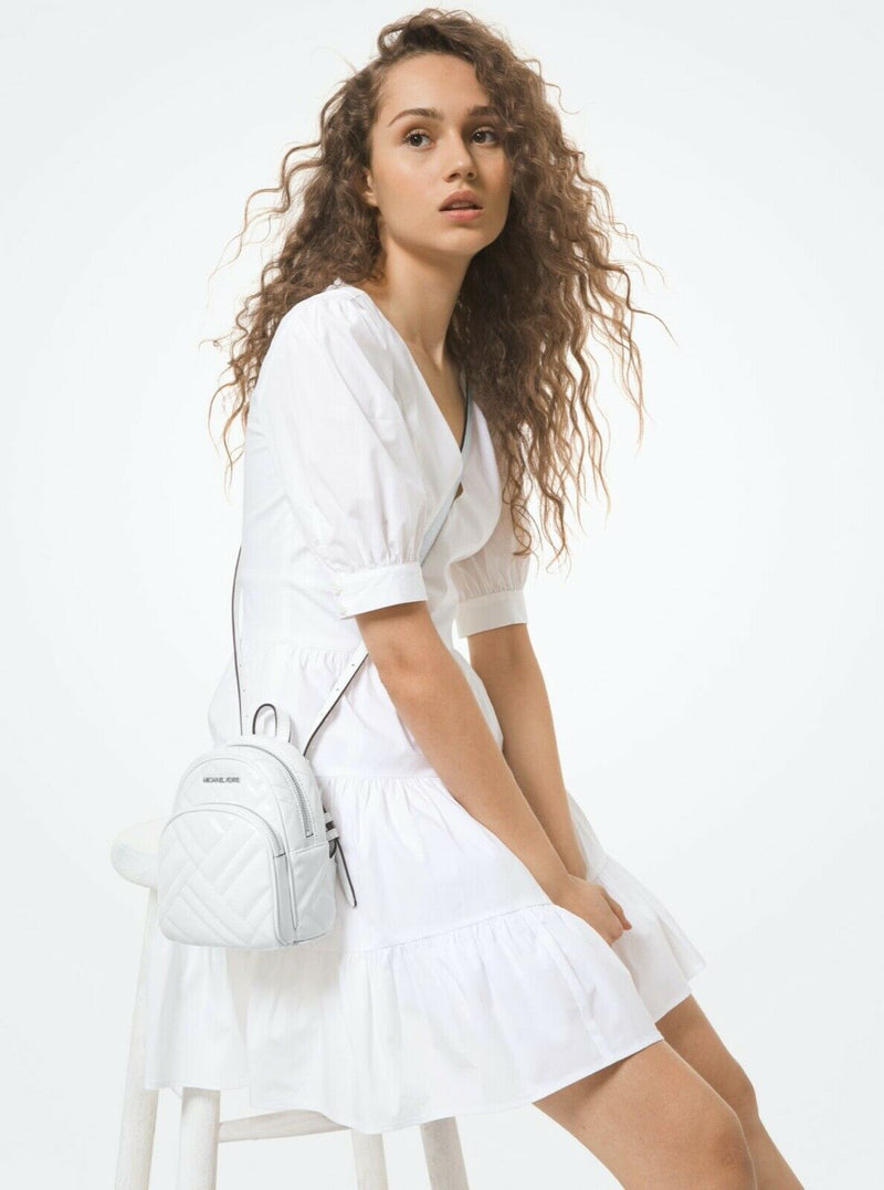 Michael Kors Crossbody XS Abbey Mini Optic White Leather Backpack