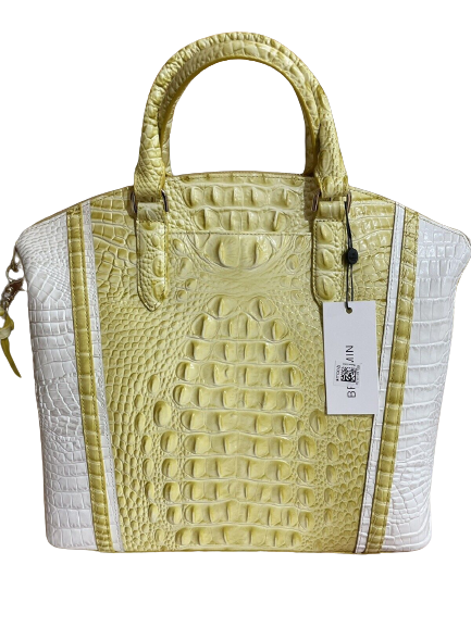 Brahmin Lemonade Honeybee Croco Leather Mini Asher Tote Purse