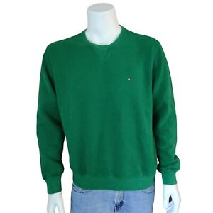 Tommy Hilfiger Sweater Adult  Green Pullover Sweatshirt Flag Logo Mens