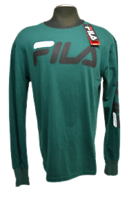 Fila Men's T-Shirt Green Classic Logo Tee Long Sleeve
