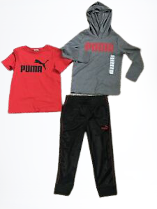 Puma Kids Boys 3 Piece Active Set Gray/Black/Red