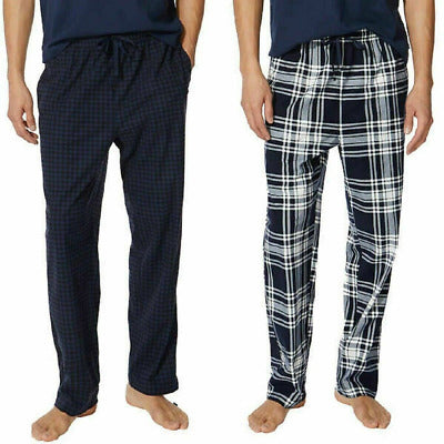Nautica Men's Fleece Lounge Pajama Pants 2-Piece, Navy Check/Navy Plaid