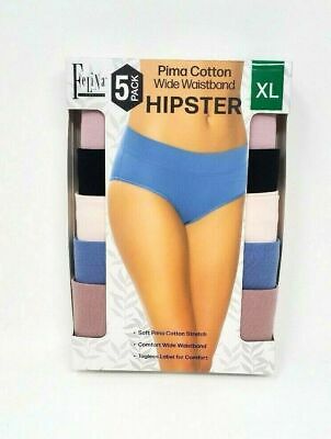 Felina 5 Pack Ladies Pima Cotton Wide Waistband Hipster