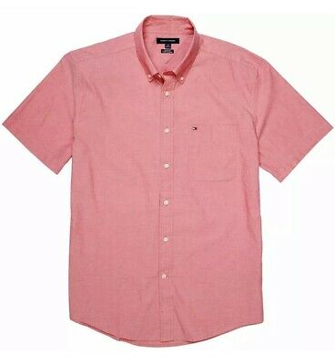 Men's Tommy Hilfiger Short Sleeve Button-Up Woven Shirt Red