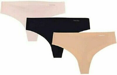 Calvin Klein Women's 3-pack Thong Underwear BLACK,NUDE,LIGHT PINK,