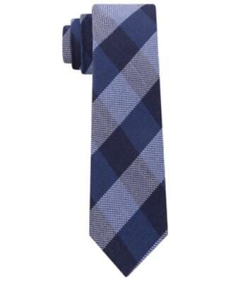 Tommy Hilfiger Men's Slim Textured Check Tie Navy One Size