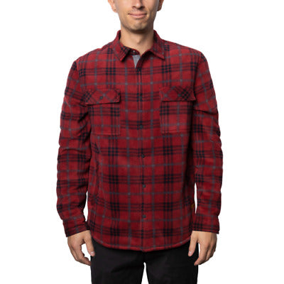 Voyager SHERPA-LINED Mens LARGE  Flannel Red Shirt-Jacket snap-close