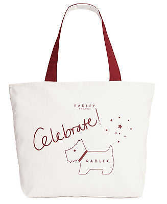 Radley London Celebrate Canvas Top Zip Tote Handbag RED/WHITE