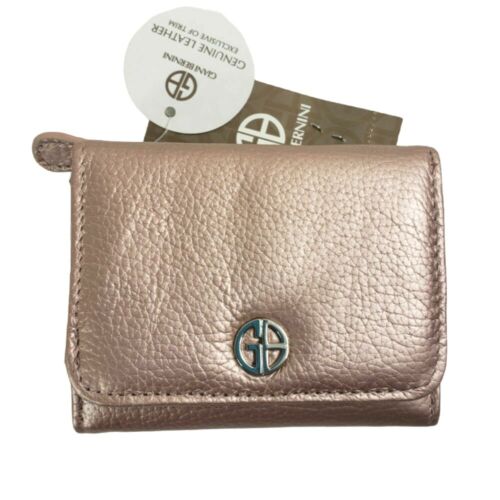 Giani Bernini Rose Gold Softy Leather Trifold Wallet Pink