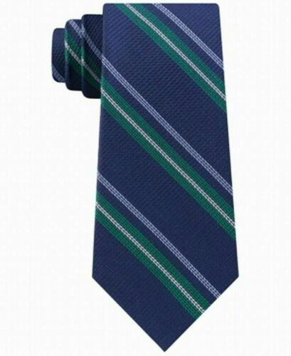 Mens Tommy Hilfiger Blue Textured Striped Silk Blend Neck Tie Necktie