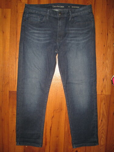 CALVIN KLEIN  Boyfriend Stretch Dark Blue Denim Jeans Womens