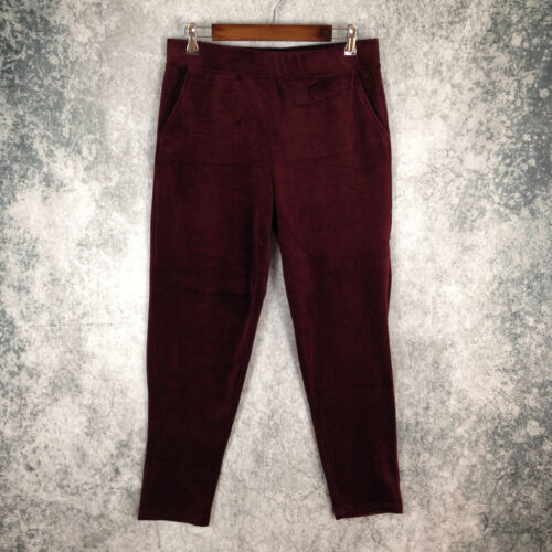 Gloria Vanderbilt solid burgundy velour elastic waist pull on women pant