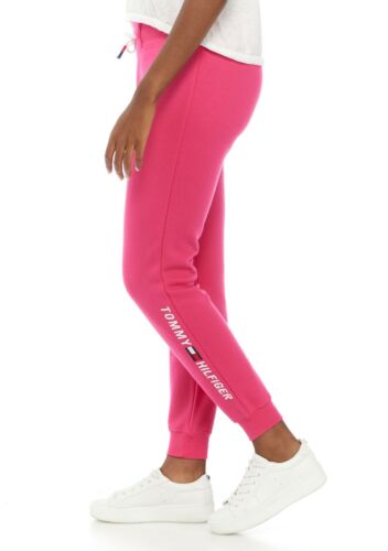 Tommy Hilfiger Sport Sweatpants Womens Embroidered Logo Rib Cuff Fleece Joggers